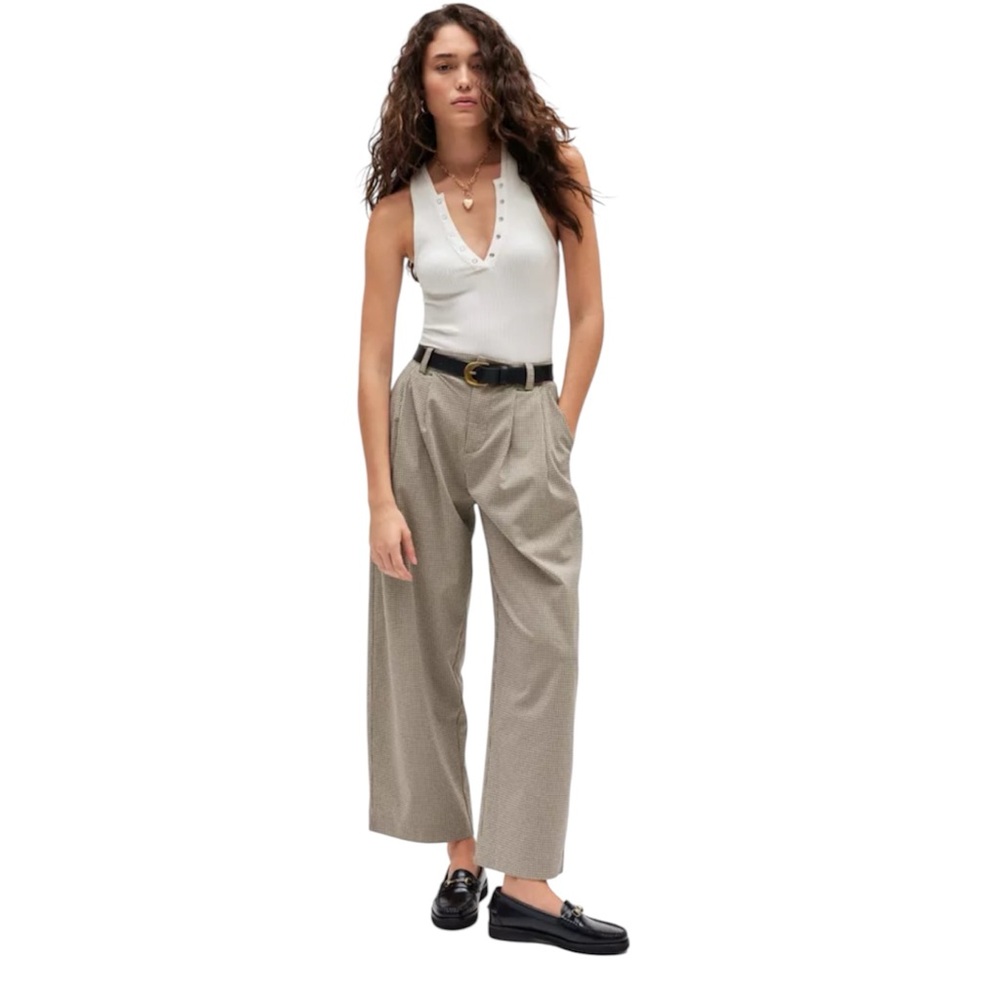 BDG Plaid Balloon Trouser Pants Menswear Pleated Tan Black Size Large